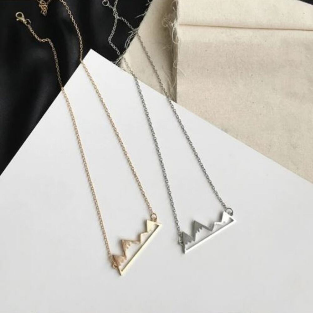 Silver Boho Mountain Peak Necklace